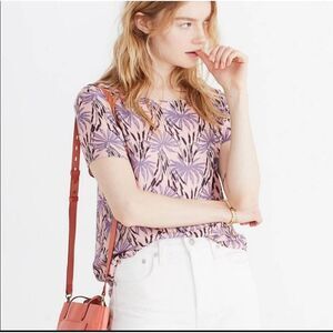 Madewell viscose pink palm sz medium soft blouse